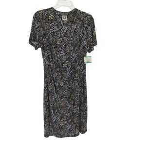 NWT Anne Klein Womens Size 16 Mixed Print Stretch Jersey Faux Wrap Dress NEW